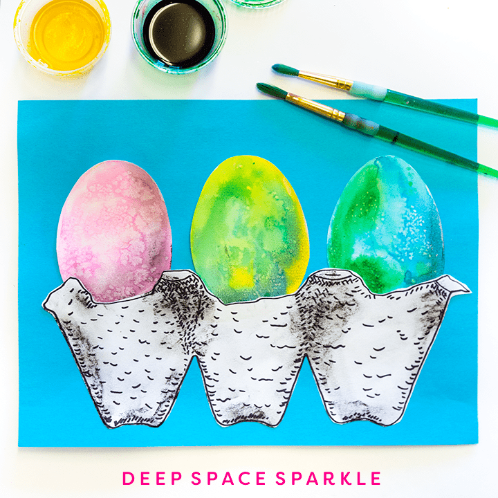How to draw and paint a water color easter egg art lesson for kids