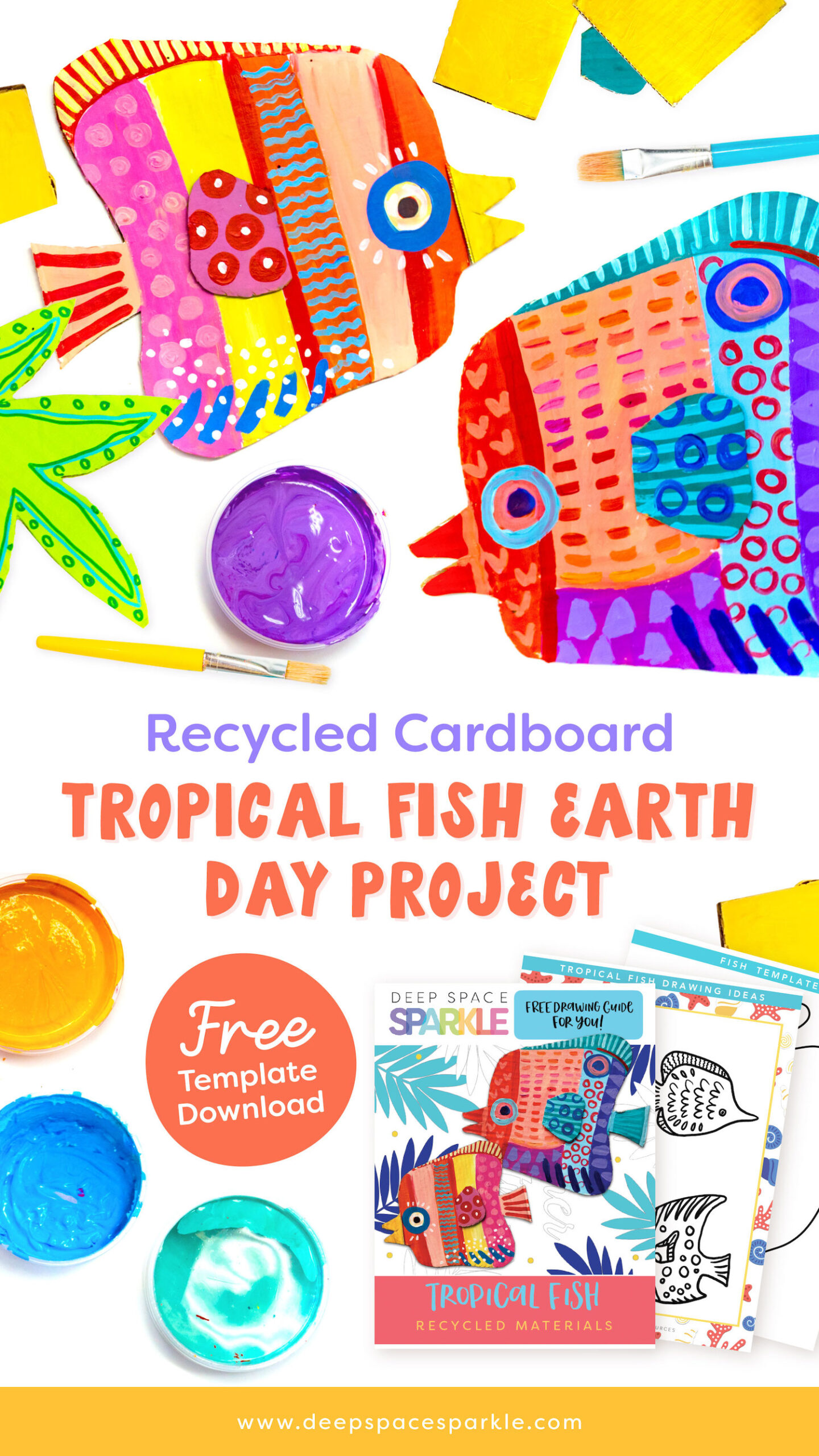 RECYCLED Tropical fish art project for Earth Day