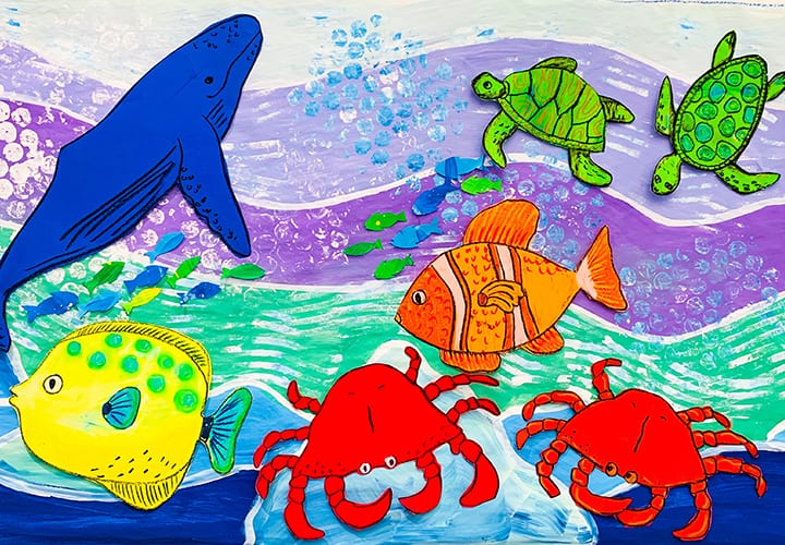 Marine collaborative mural for elementary school