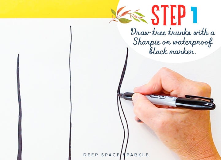 Step 1 drawing and painting folk art trees 