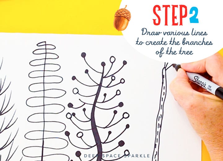 Step 2 drawing and painting folk art trees
