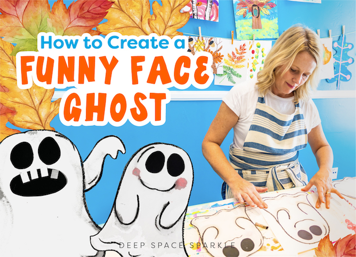 How to create a funny face ghost with younger students. Follow along my tutorial video with free downloadble handout guide