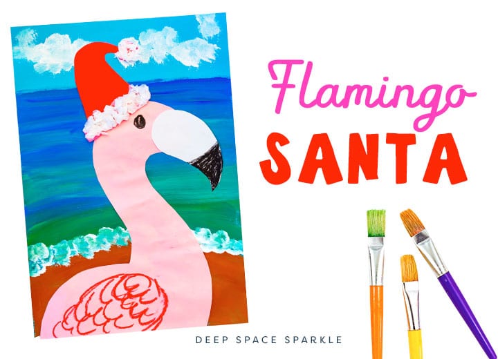 christmas flamingo santa art project for kids