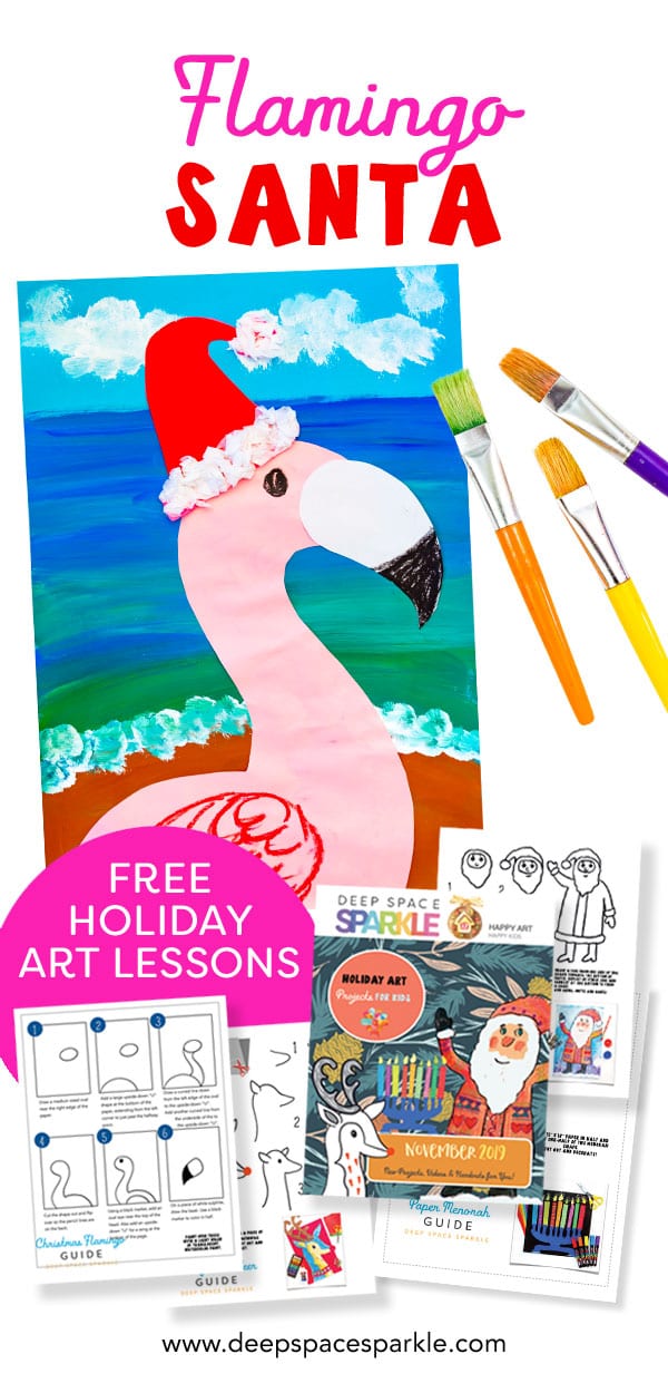 christmas flamingo santa kids art project craft for holidays