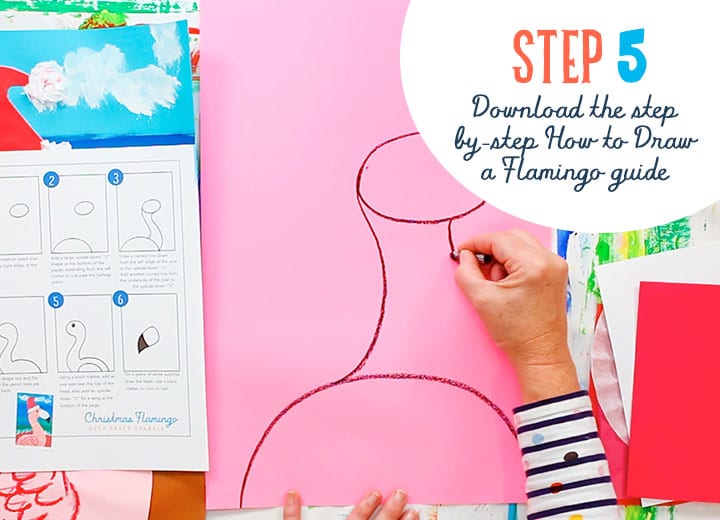 flamingo santa download drawing guide project for kids