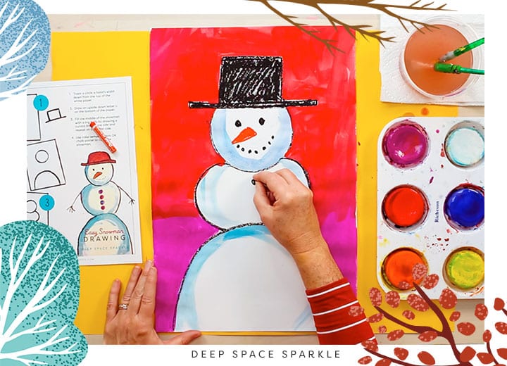 how to teach proportion snowman project for kids art winter lesson last step finish