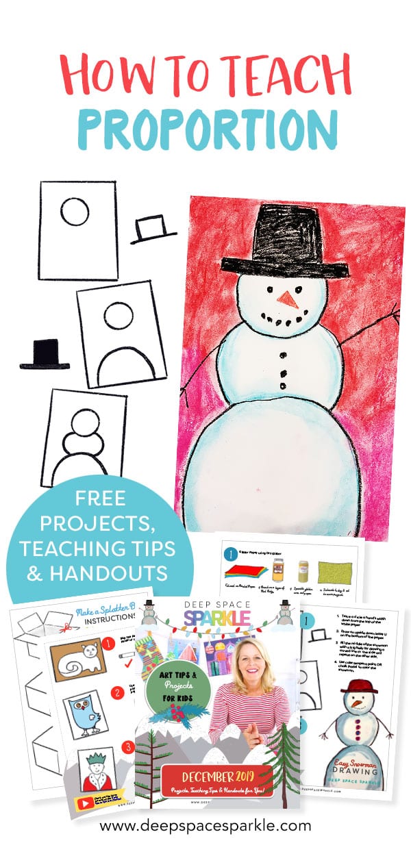 how to teach proportion snowman winter art project for kids