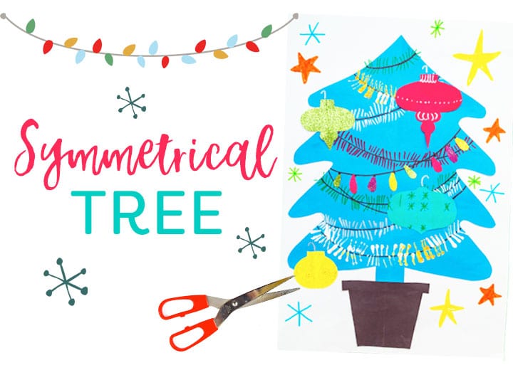 Symmetrical Christmas tree art project for kids