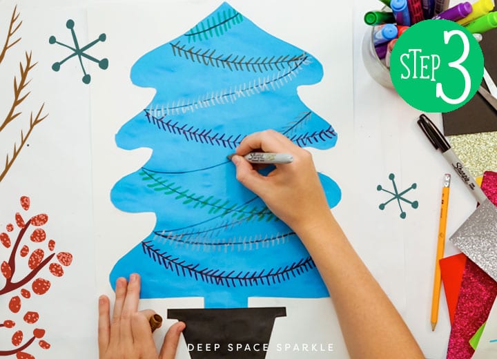 make a symmetrical christmas tree add garland with marker