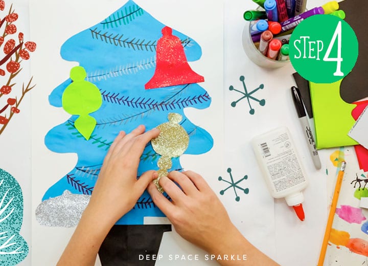 make a christmas symmetrical tree add and cut ornaments glue together