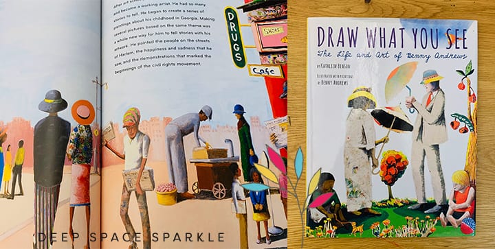 Draw What you See, The life and art of Benny Andrews- Black history month for kids. 