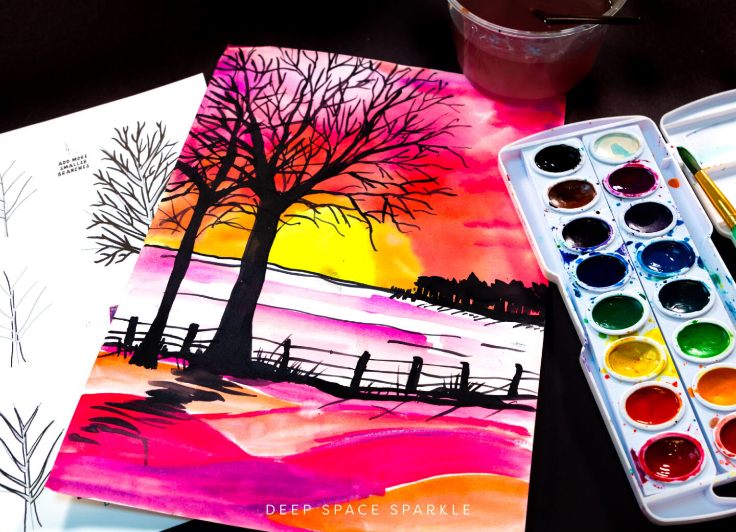 Oil Pastel Tree Drawing for Kids