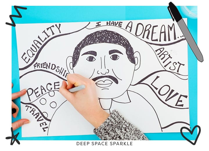 Martin Luther King Jr. portrait art lesson project for kids