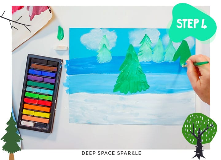 here near and far winter landscape art project for kids