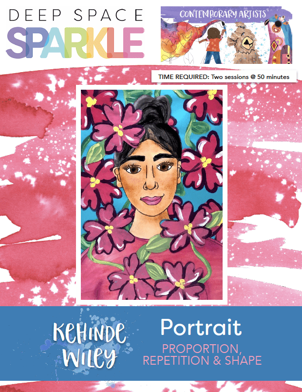 Kehinde Wiley Portrait art lesson plan for 6th grade students with standards