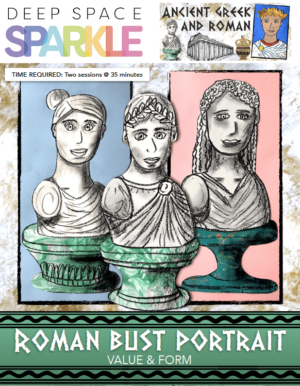 Roman bust portrait art lesson plan for kids with standards product