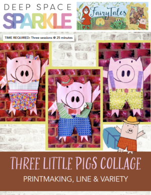 Three Little Pigs printmaking collage product