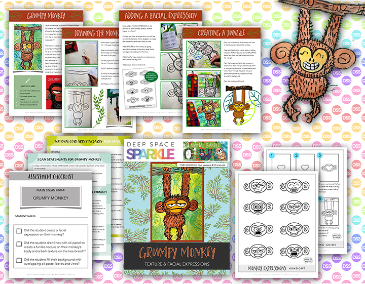 grumpy monkey art lesson plan product with standards for 3rd grade