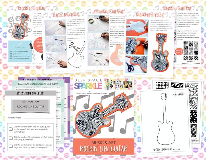 rockin line guitar art lesson plan with standards for sixth grade