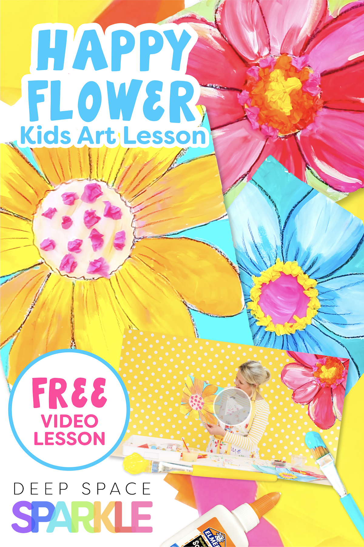 happy flowers art lessons for kids art projects at home with instructional free video