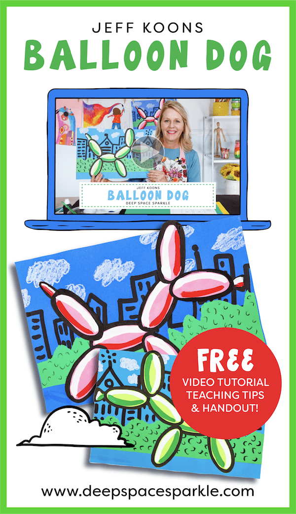jeff koons inspired paper balloon dog art project for kids with instructional video