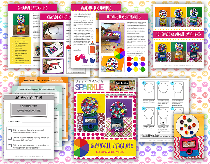 gumball machine art lesson plan with standards for first grade students