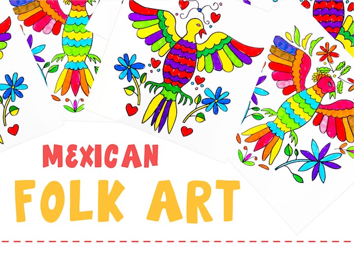 mexican folk art floral pattern designs art projects for kids