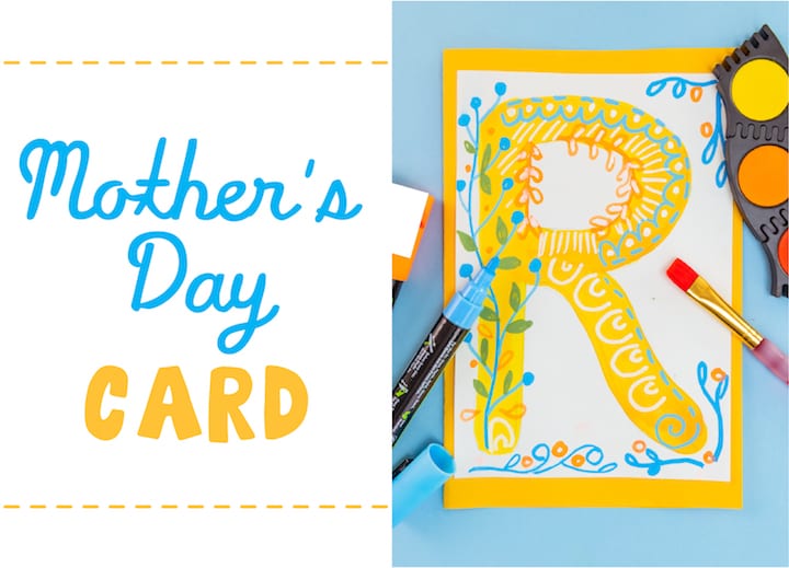 howt to make your own typography card for mothers day art project for kids