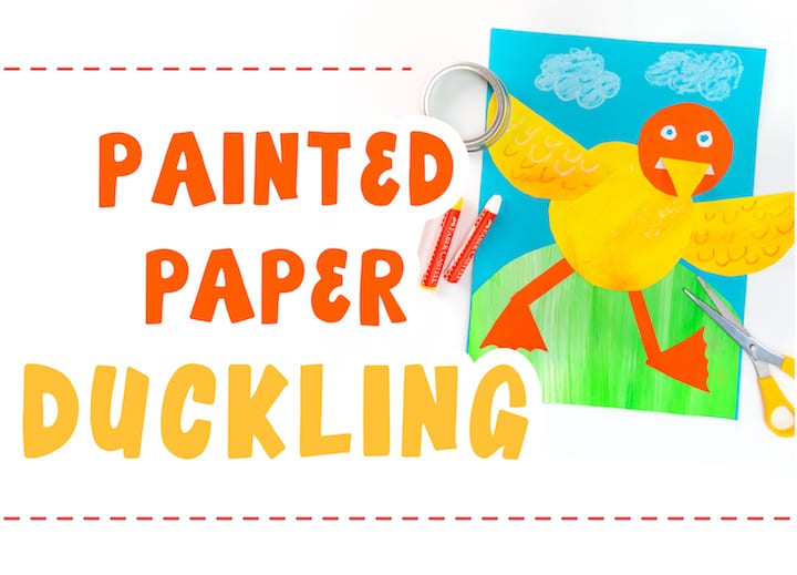 dancing paper duckling art project for kids with step-by-step instructions