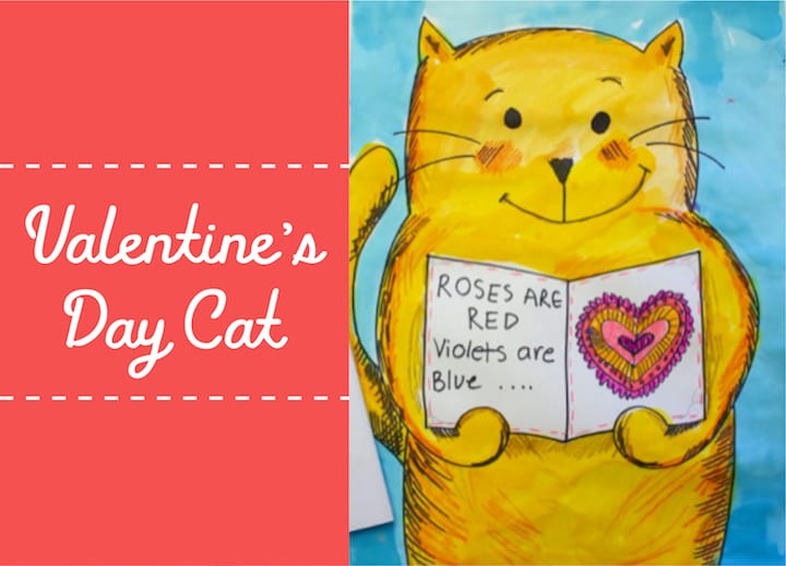 valentines day cat art project for younger students