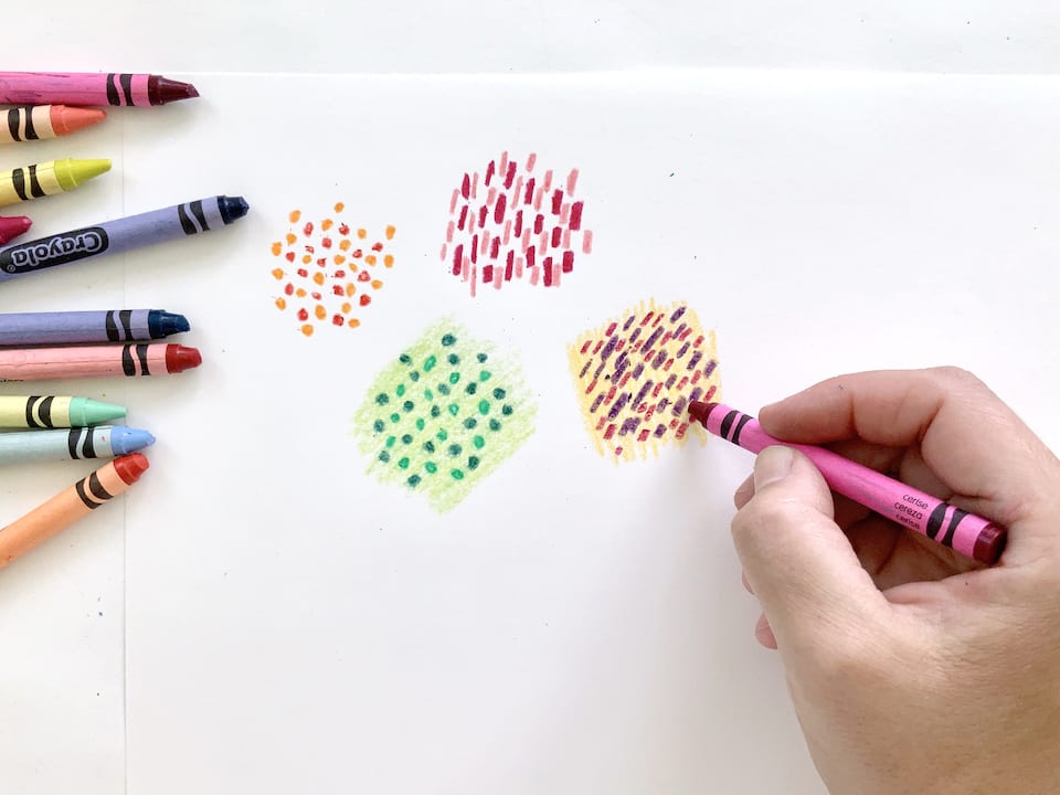 pointillism and stippling with crayons kids art