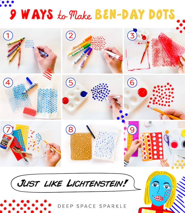 Lichtenstein art examples and project ideas for kids in the art room