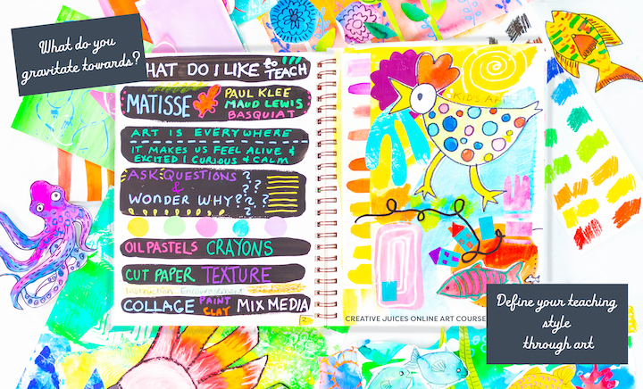 Creative Juices sketchbook online art workshop courses for art teachers
