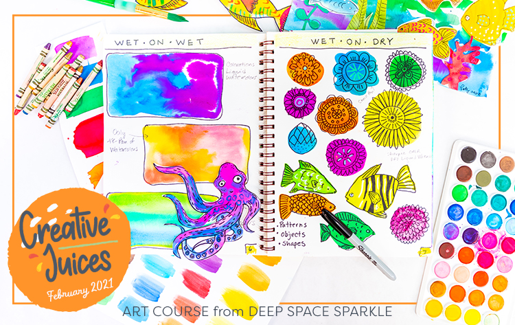 Creative Juices sketchbook online art workshop courses for art teachers
