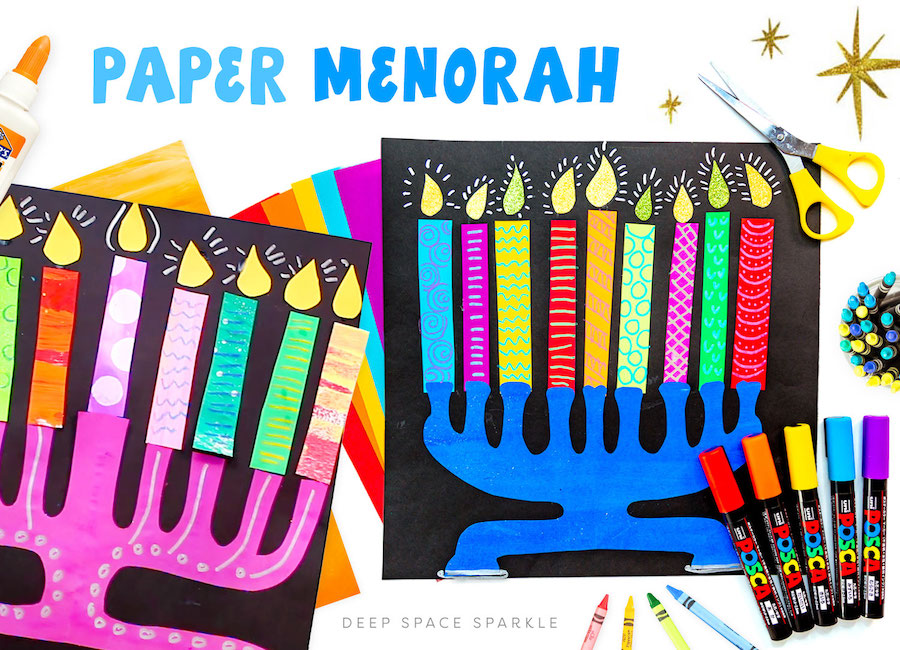 making a paper menorah project craft