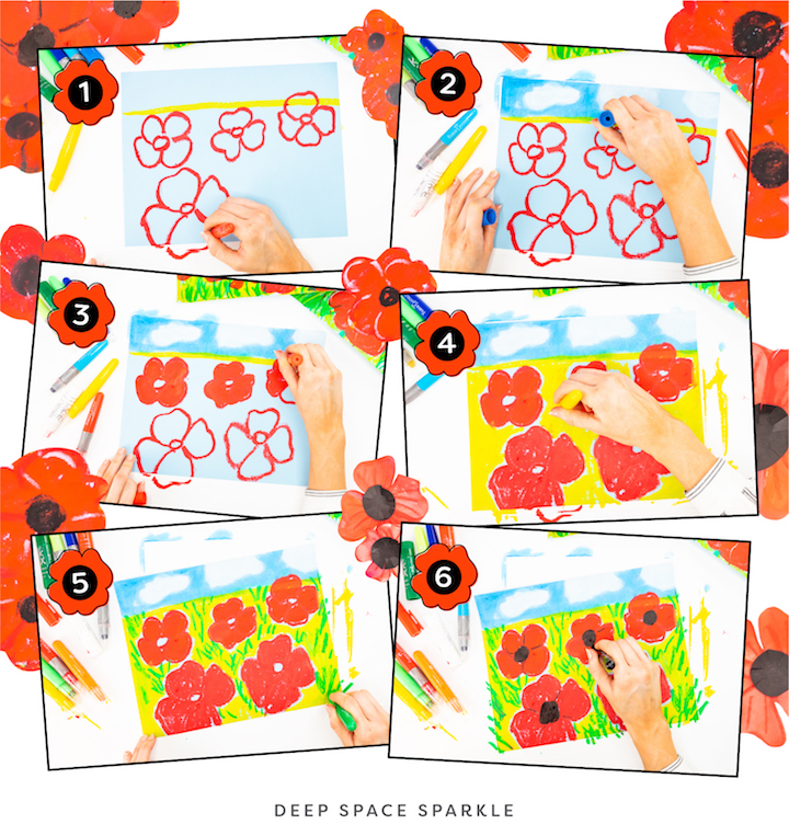 poppy flower projects for canadas rememberance day art lesson for kids
