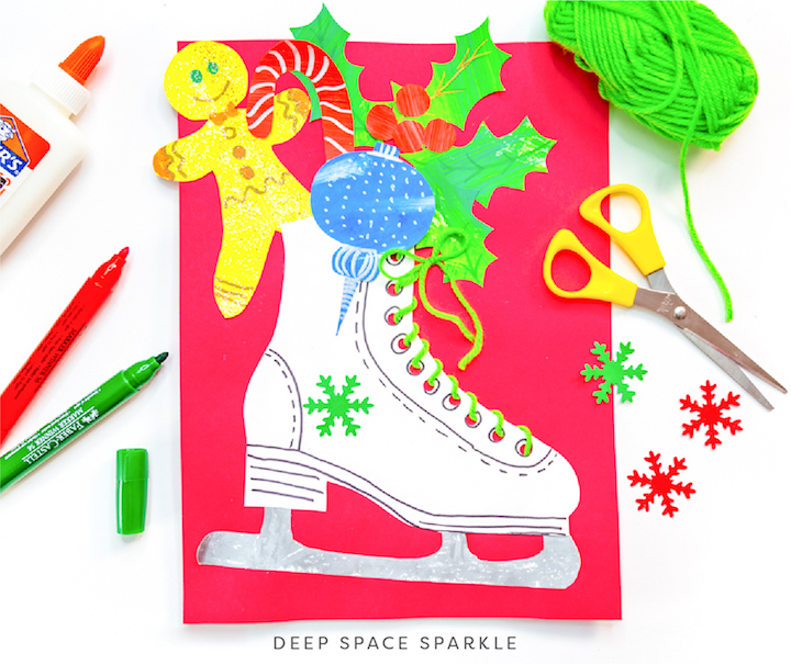 Winter Wonderland Holiday Art Packet lessons for students all grades, winter ice skate
