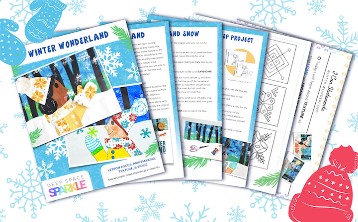 Winter Wonderland Holiday Art Packet lessons for students all grades, winter wonderland lesson