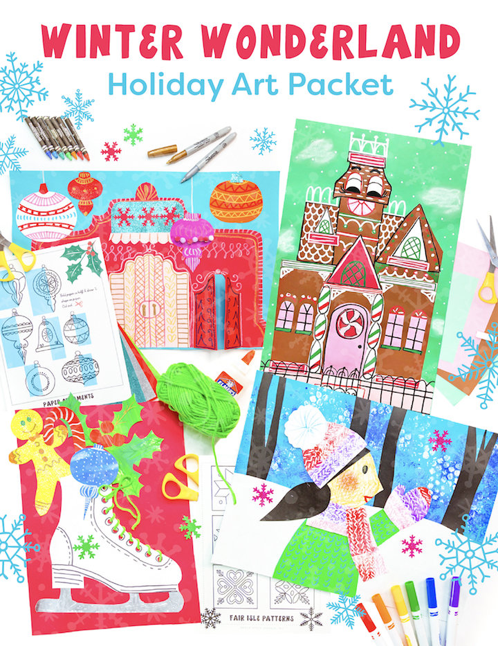 Winter Wonderland Holiday Art Packet lessons for students all grades