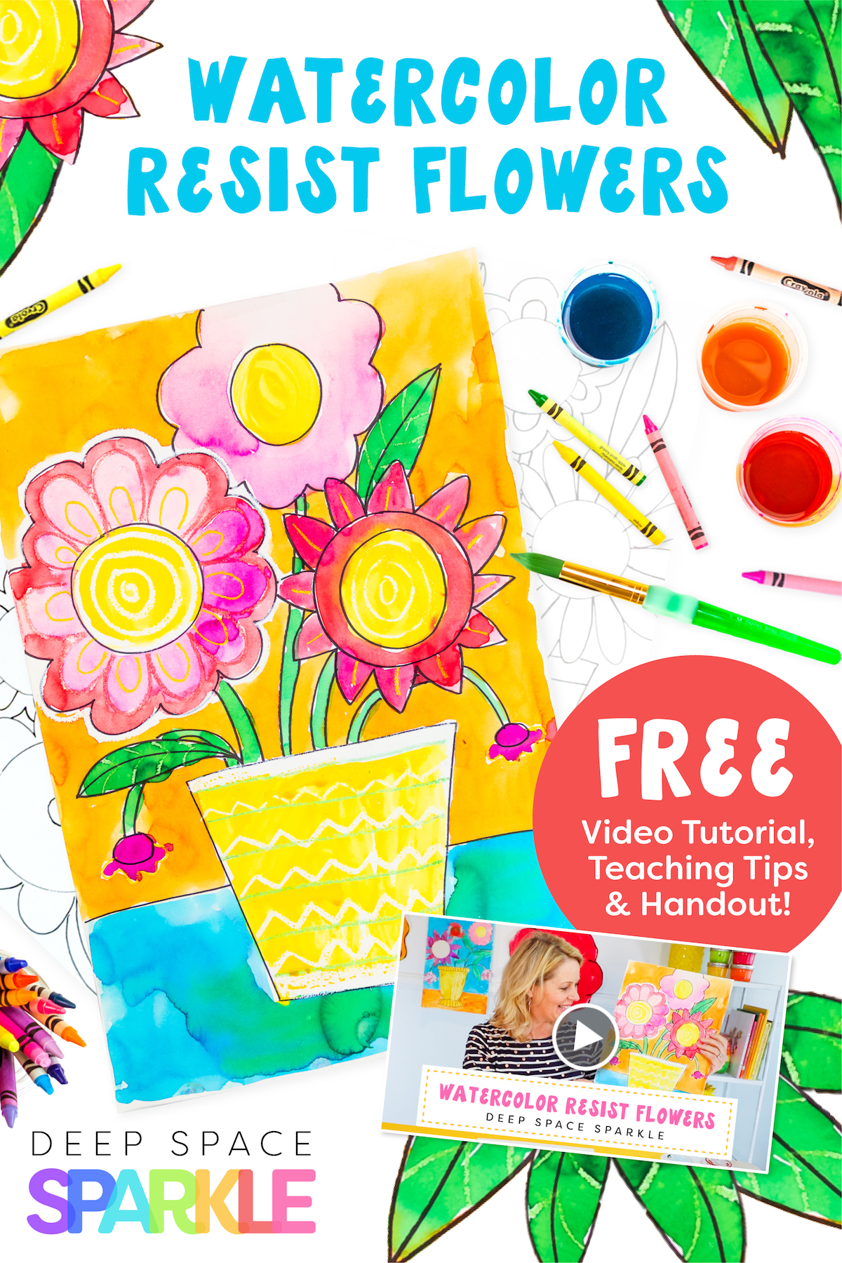 how to make your own watercolor resist flowers spingtime free art projects for kids in elementary school
