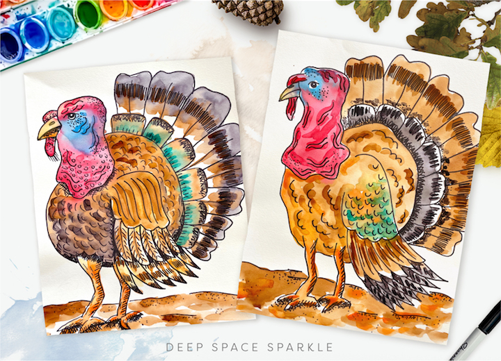 How to Draw a Texture turkey lesson for older students for thanksgiving and free template download