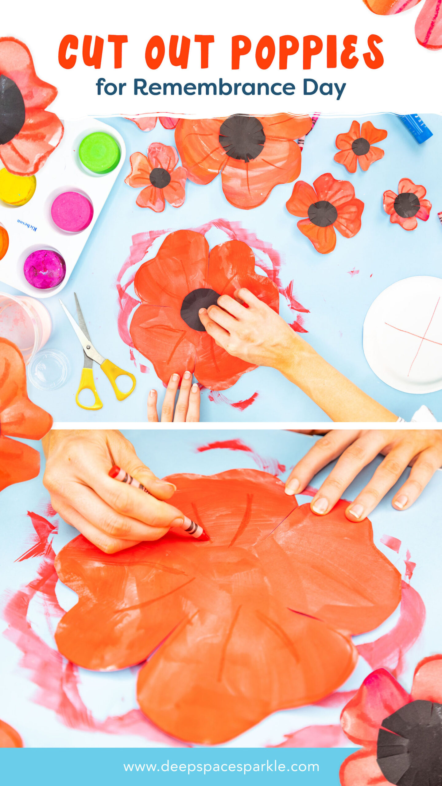 Cut Out Poppies to honor Remembrance Day with your students in the art room