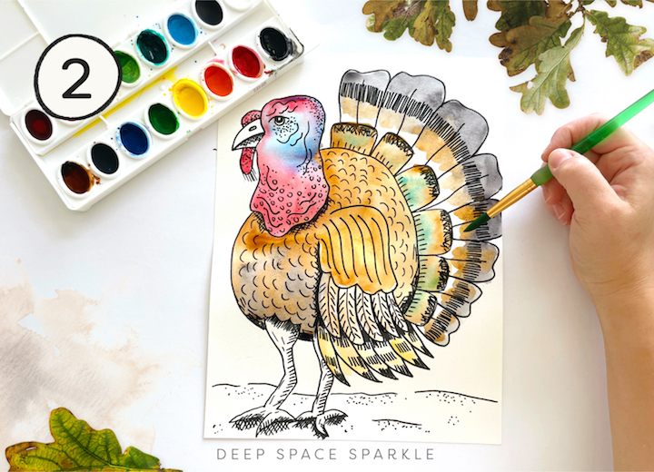 How to Draw a Texture turkey lesson for older students for thanksgiving and free template download