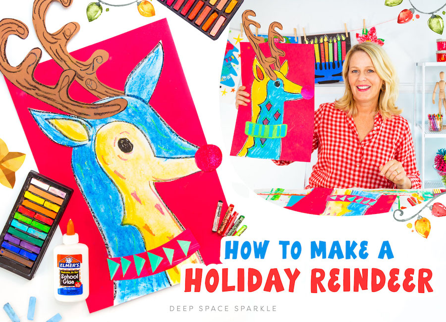 How to Make a Holiday Reindeer with free download packet guide to use with your students in the art room, templates and more!
