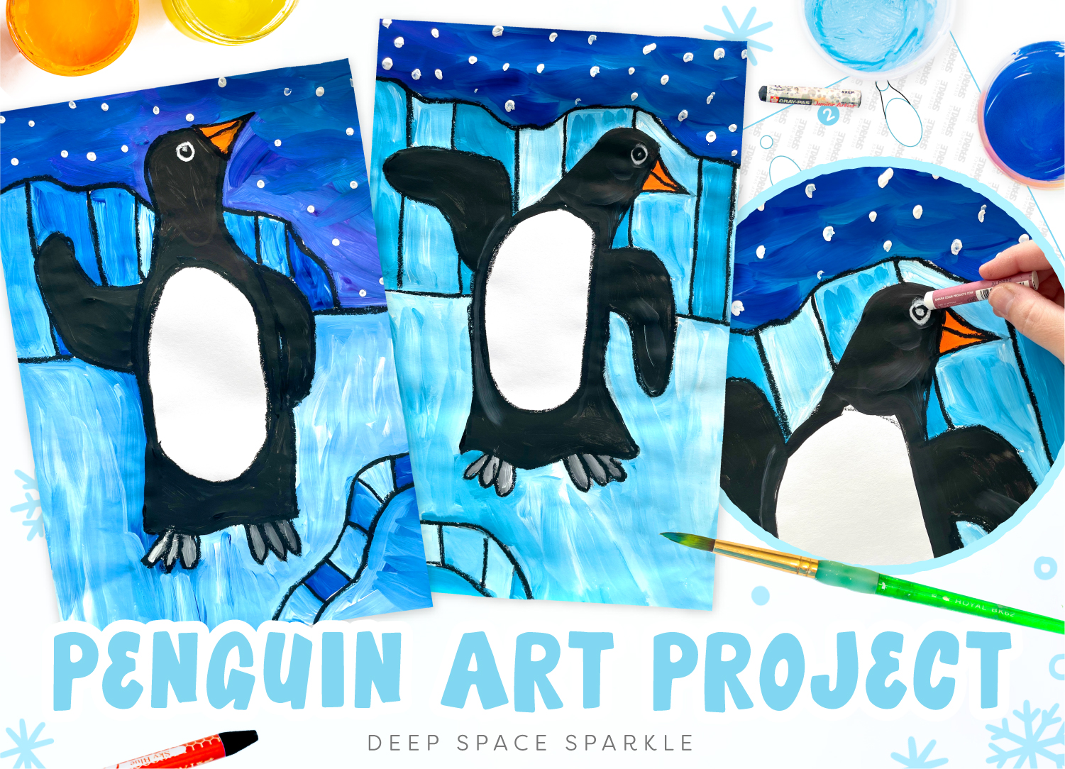 Penguin Art Project | Easy holiday art lesson for kids