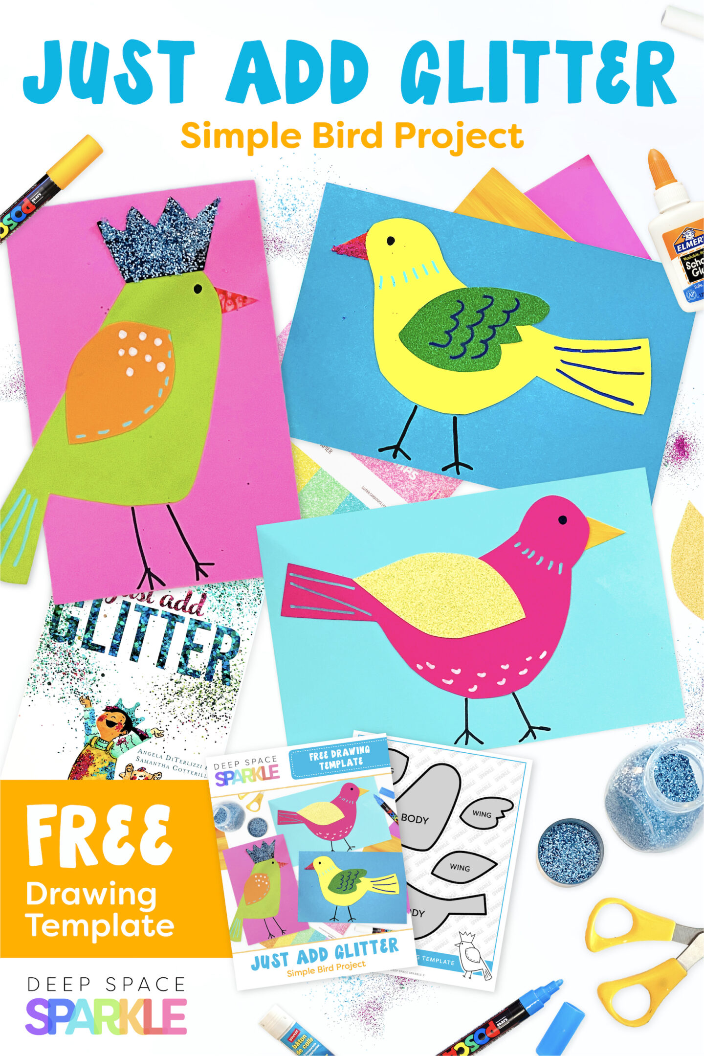Just Add Glitter Bird | Easy holiday art project for kids