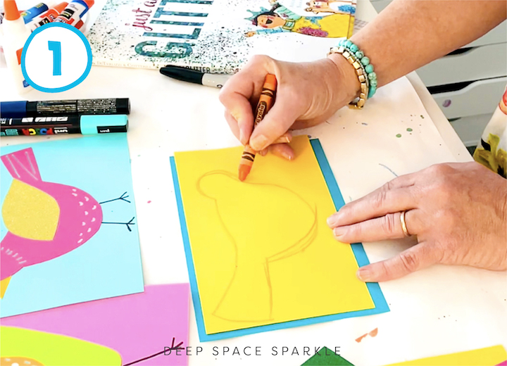 Just Add Glitter Bird | Art lesson for kids using paper, glitter and simple supplies