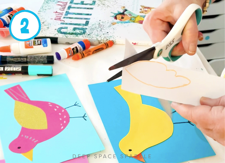 Just Add Glitter Bird | Art lesson for kids using paper, glitter and simple supplies