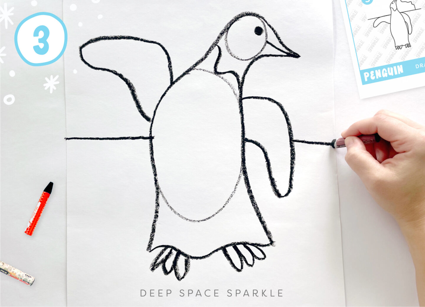 Step 3 Penguin Art Project | Easy drawing steps for kids