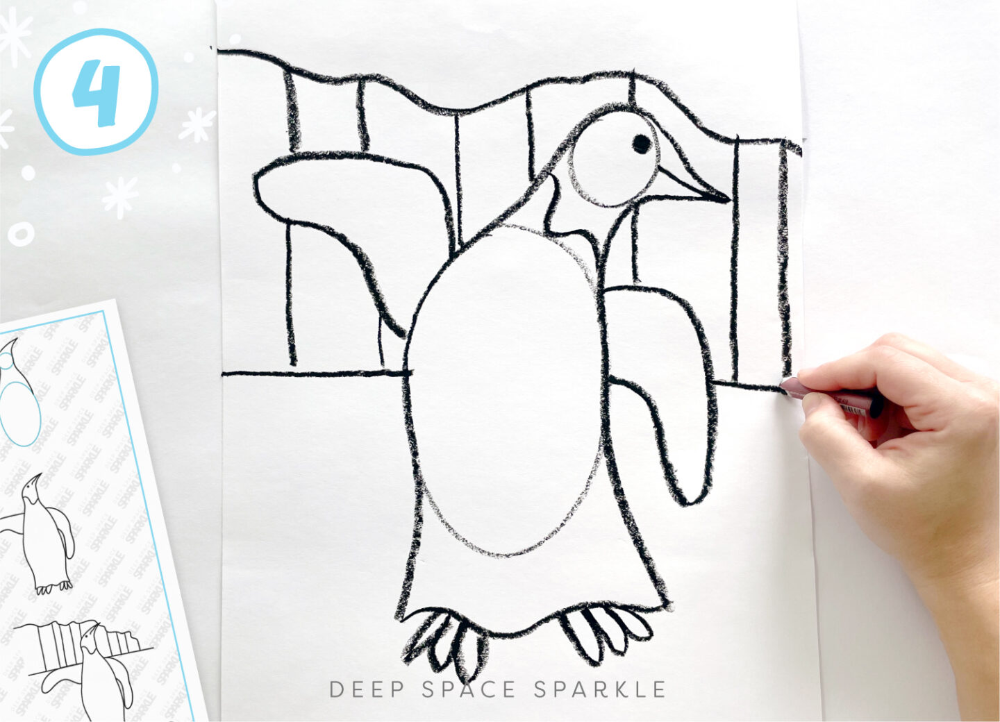 Step 4 Penguin Art Project | Easy penguin and iceberg holiday project